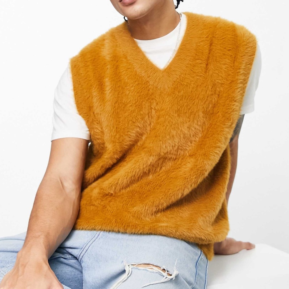 Faux Fur Mustard Yellow Vest